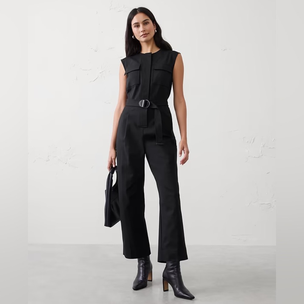 NWT! Banana Republic Black Utility Sateen Jumpsuit - Size 16